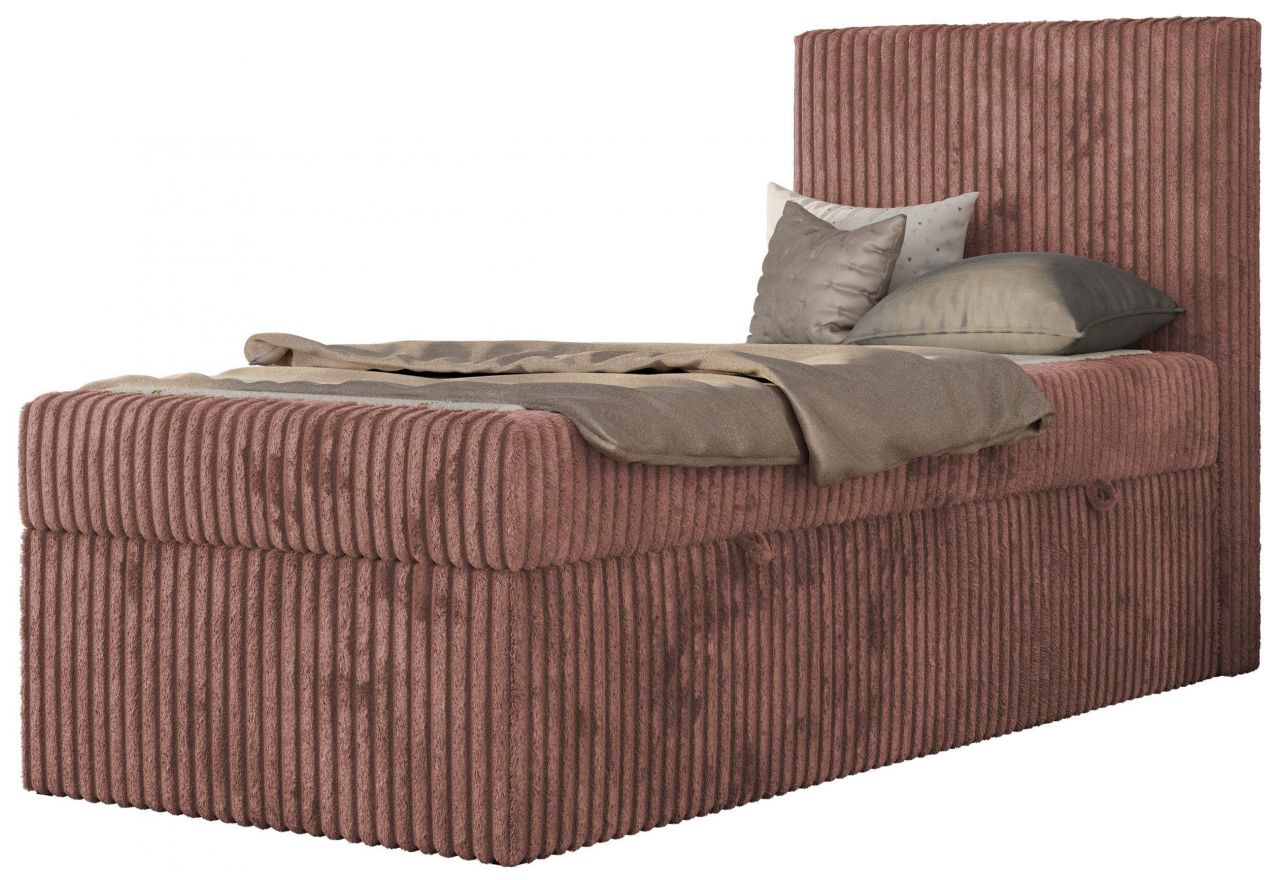 Łóżko kontynentalne TILIO 90x200 - H3 - różowy, sztruks - strona prawa