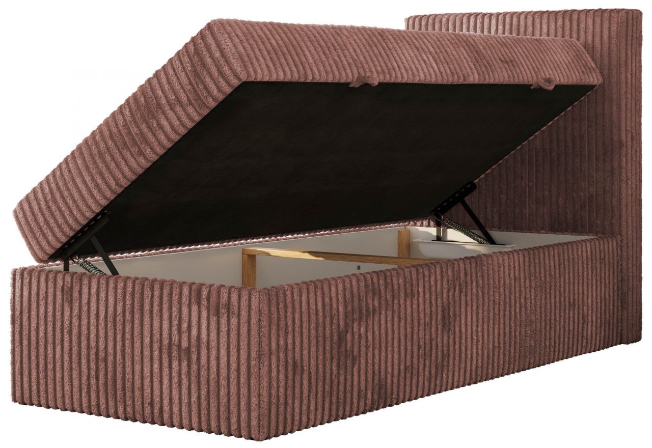 Łóżko kontynentalne TILIO 90x200 - H3 - różowy, sztruks - strona prawa