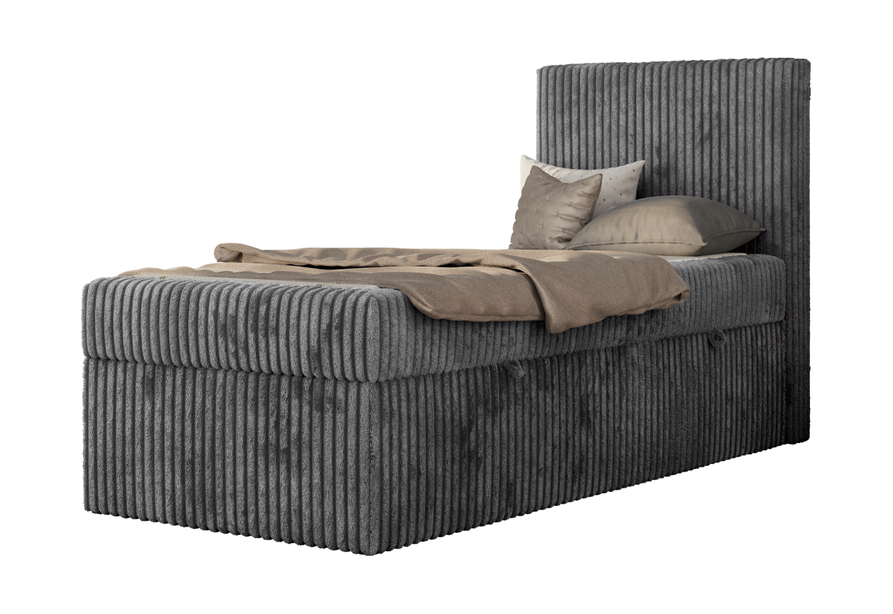 Łóżko kontynentalne TILIO 90x200 - H3 - ciemnoszary, sztruks - strona prawa