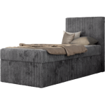 Łóżko kontynentalne TILIO 90x200 - H3 - ciemnoszary, sztruks - strona prawa