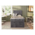 Łóżko kontynentalne TILIO 90x200 - H3 - ciemnoszary, sztruks - strona prawa