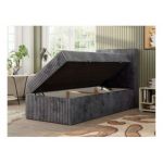 Łóżko kontynentalne TILIO 90x200 - H3 - ciemnoszary, sztruks - strona prawa