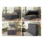 Łóżko kontynentalne TILIO 90x200 - H3 - ciemnoszary, sztruks - strona prawa