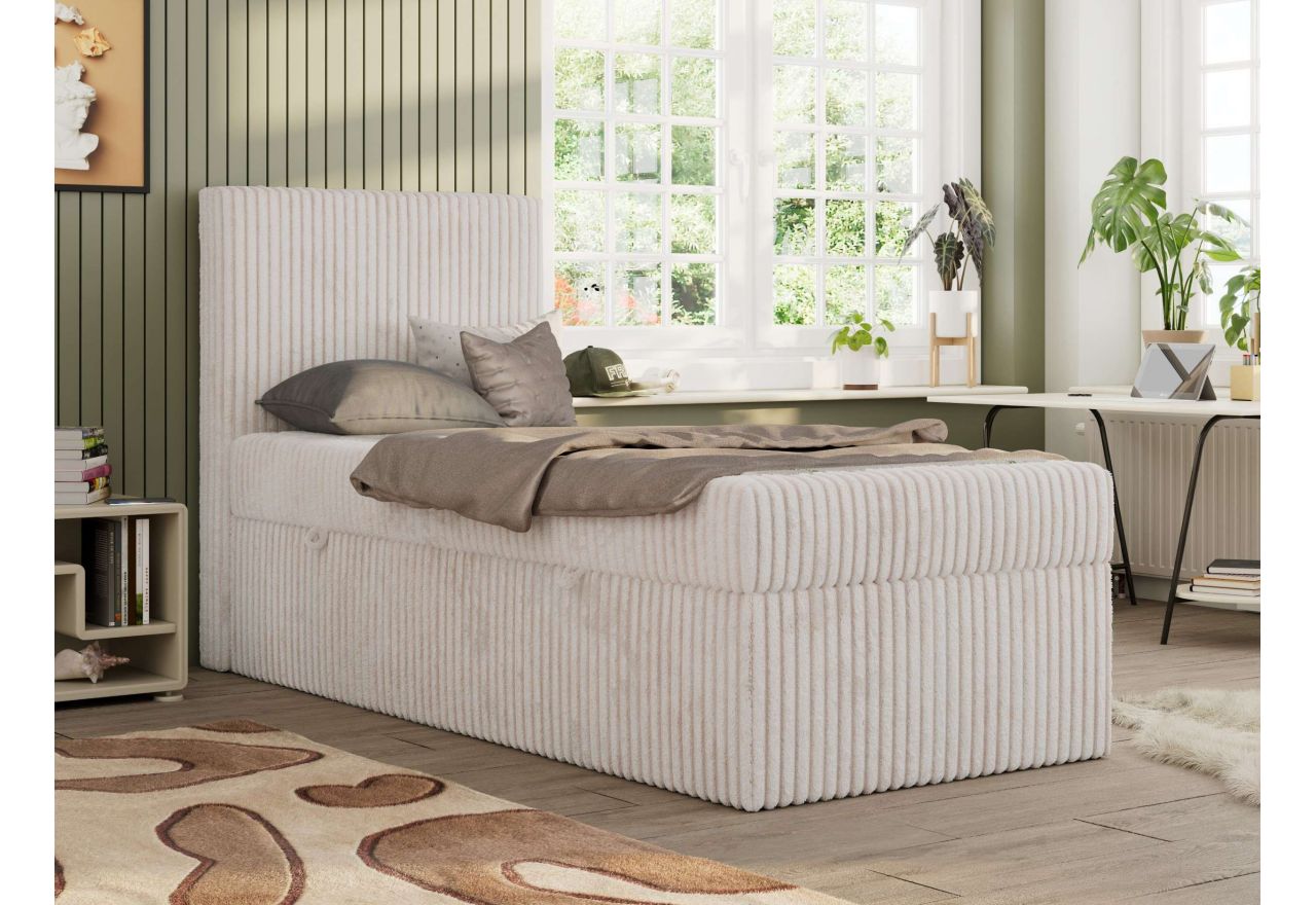 Łóżko kontynentalne TILIO 90x200 - H4 - beżowy, sztruks - strona lewa