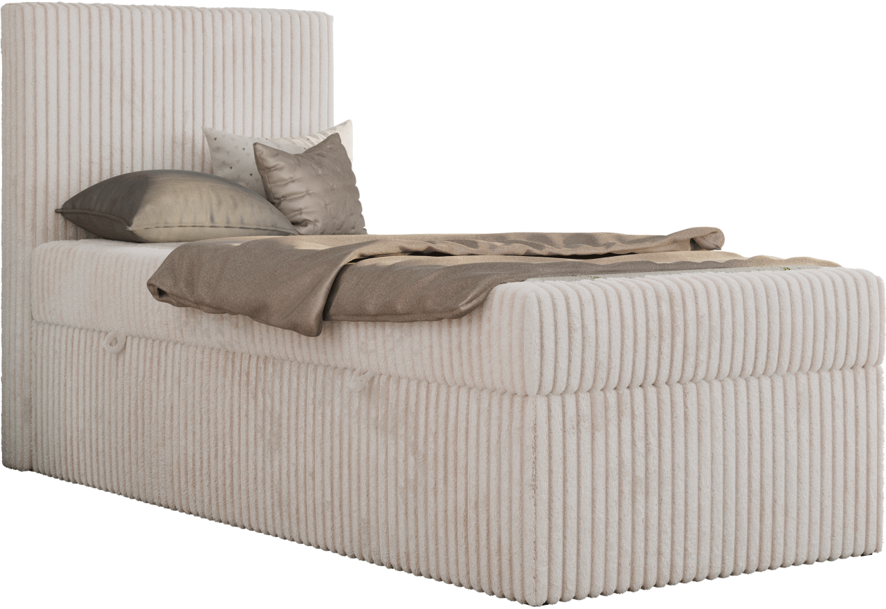 Łóżko kontynentalne TILIO 90x200 - H4 - beżowy, sztruks - strona lewa