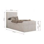 Łóżko kontynentalne TILIO 90x200 - H4 - beżowy, sztruks - strona lewa