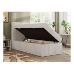 Łóżko kontynentalne TILIO 90x200 - H4 - beżowy, sztruks - strona lewa