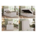 Łóżko kontynentalne TILIO 90x200 - H4 - beżowy, sztruks - strona lewa