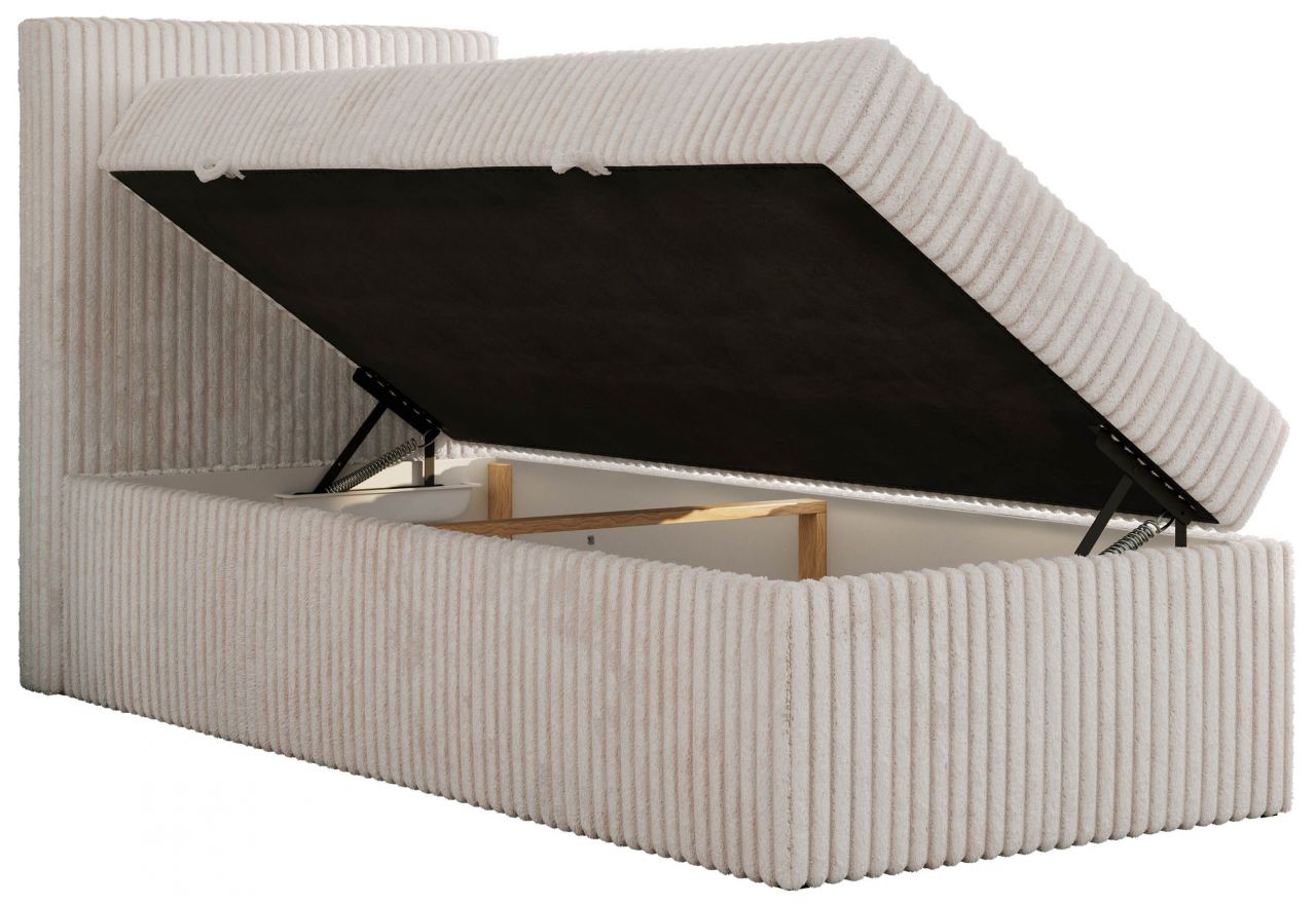Łóżko kontynentalne TILIO 90x200 - H4 - beżowy, sztruks - strona lewa