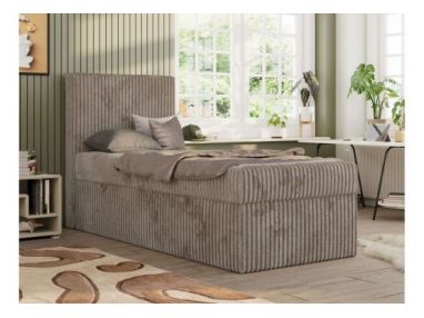 Łóżko kontynentalne TILIO 90x200 - H4 - jasnobrązowy, sztruks - strona lewa