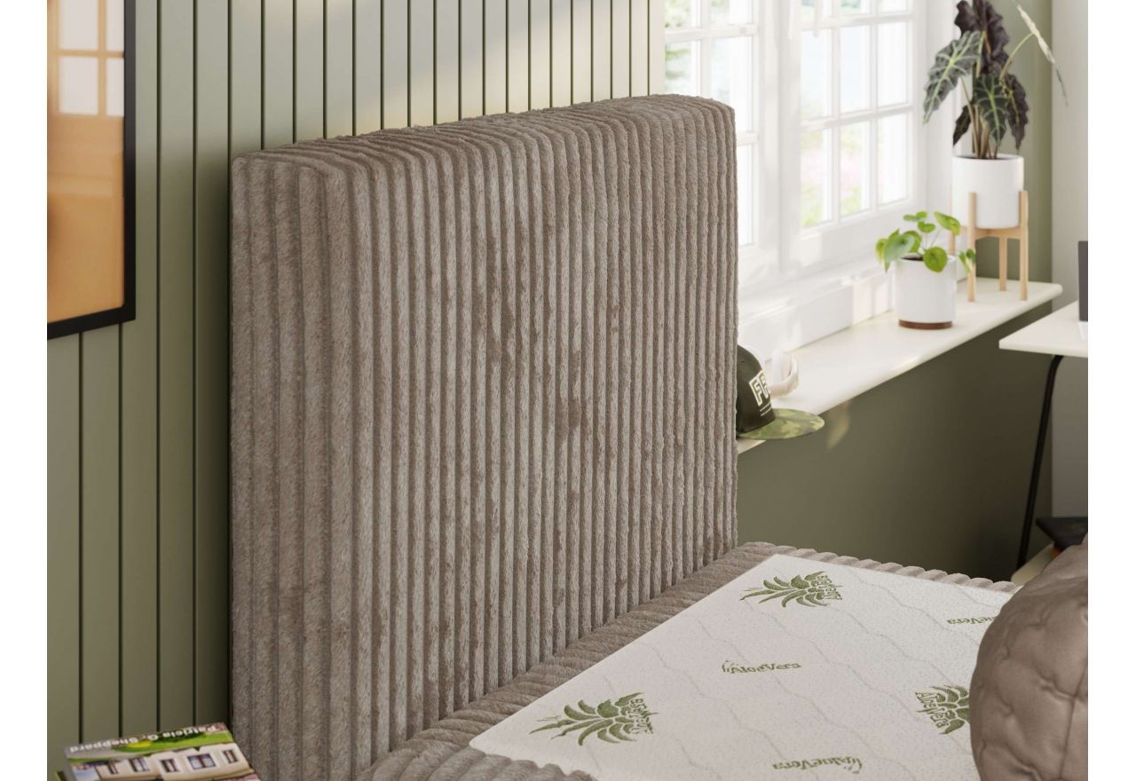 Łóżko kontynentalne TILIO 90x200 - H4 - jasnobrązowy, sztruks - strona lewa