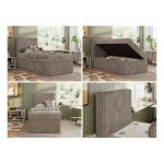 Łóżko kontynentalne TILIO 90x200 - H4 - jasnobrązowy, sztruks - strona lewa