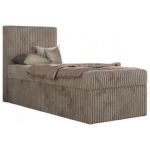 Łóżko kontynentalne TILIO 90x200 - H4 - jasnobrązowy, sztruks - strona lewa