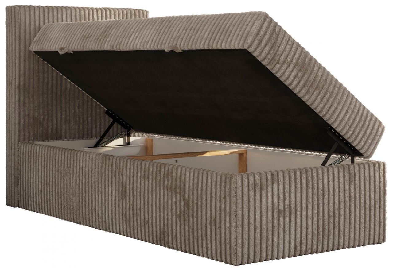 Łóżko kontynentalne TILIO 90x200 - H4 - jasnobrązowy, sztruks - strona lewa