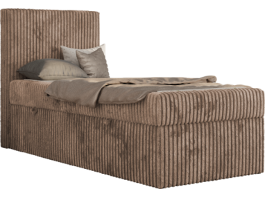 Łóżko kontynentalne TILIO 90x200 - H4 - brązowy, sztruks - strona lewa