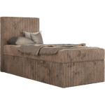 Łóżko kontynentalne TILIO 90x200 - H4 - brązowy, sztruks - strona lewa