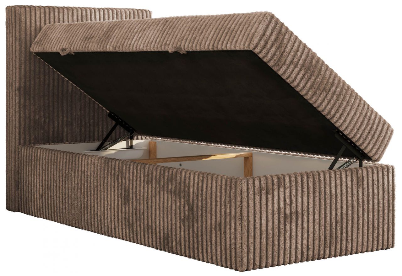 Łóżko kontynentalne TILIO 90x200 - H4 - brązowy, sztruks - strona lewa