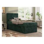 Łóżko kontynentalne TILIO 90x200 - H4 - ciemnozielony, sztruks - strona lewa