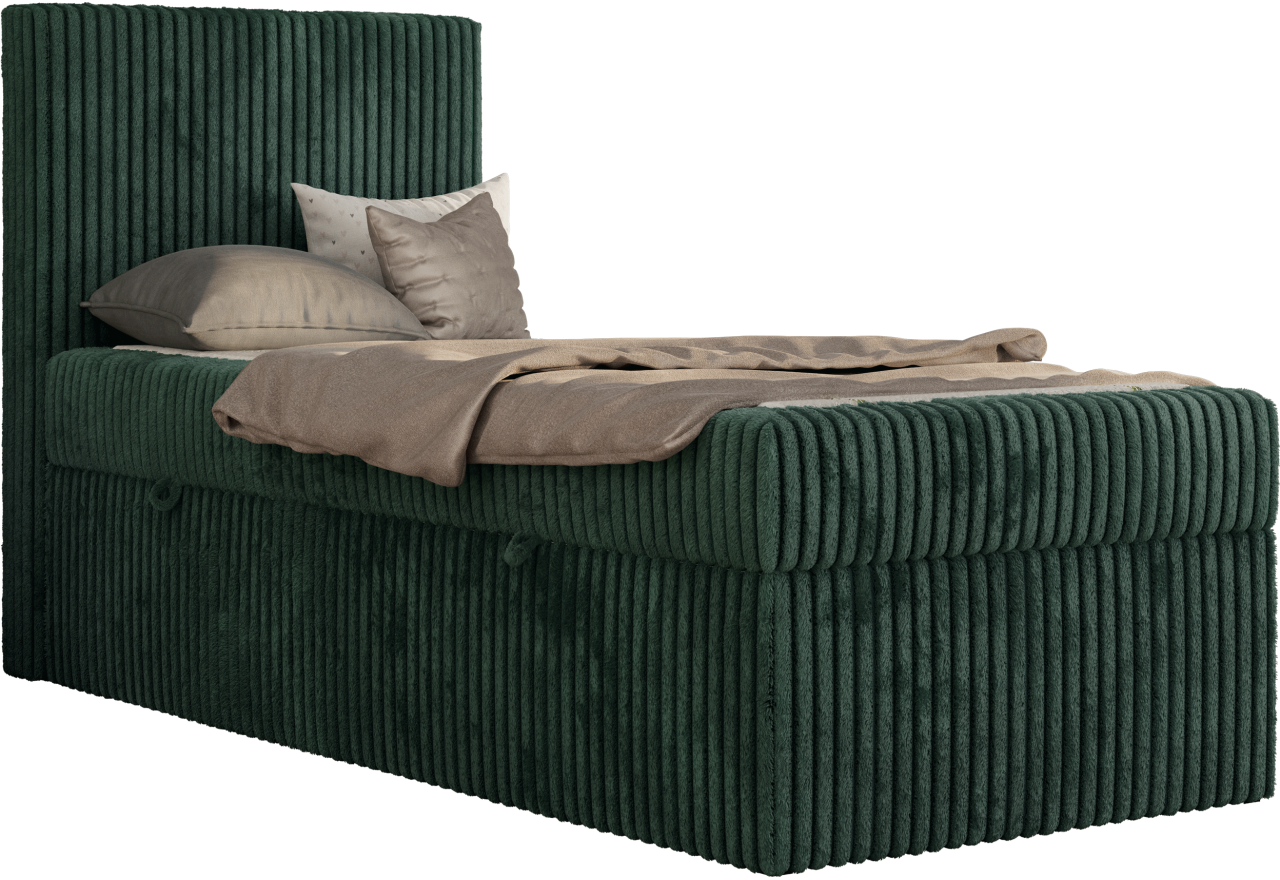 Łóżko kontynentalne TILIO 90x200 - H4 - ciemnozielony, sztruks - strona lewa