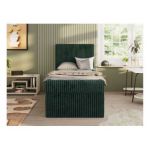 Łóżko kontynentalne TILIO 90x200 - H4 - ciemnozielony, sztruks - strona lewa