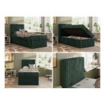 Łóżko kontynentalne TILIO 90x200 - H4 - ciemnozielony, sztruks - strona lewa