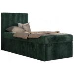 Łóżko kontynentalne TILIO 90x200 - H4 - ciemnozielony, sztruks - strona lewa