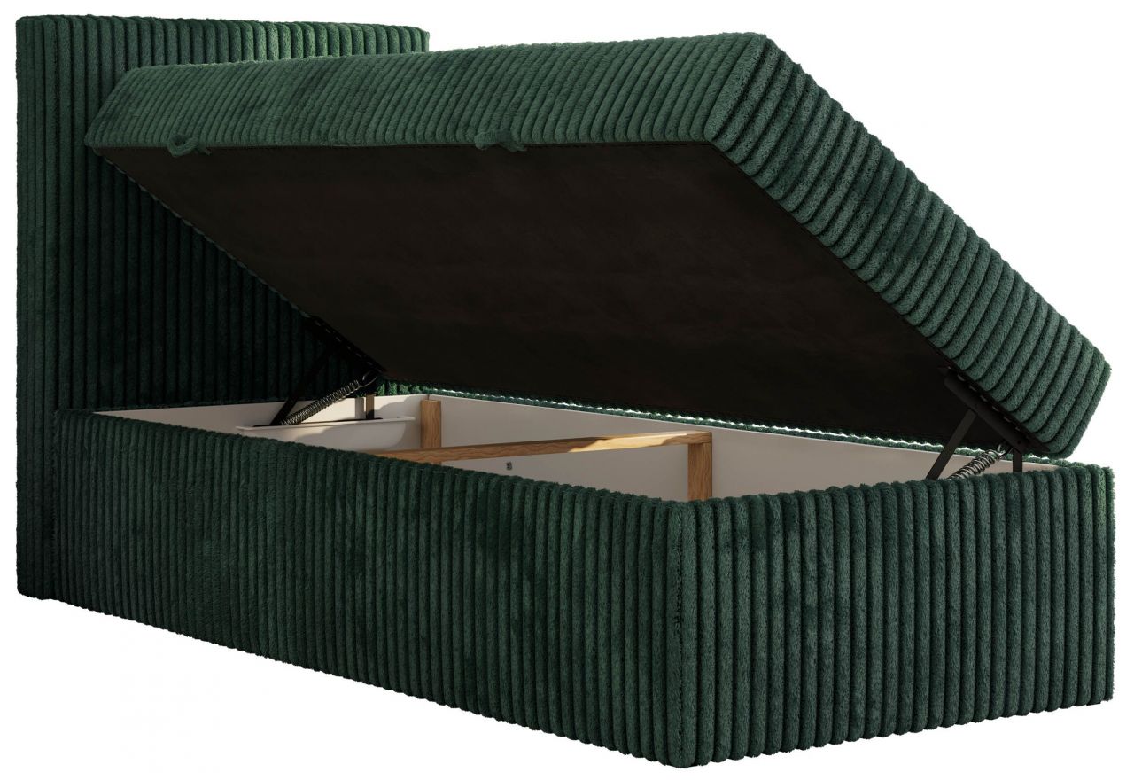 Łóżko kontynentalne TILIO 90x200 - H4 - ciemnozielony, sztruks - strona lewa