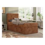 Łóżko kontynentalne TILIO 90x200 - H4 - pomarańczowy, sztruks - strona lewa