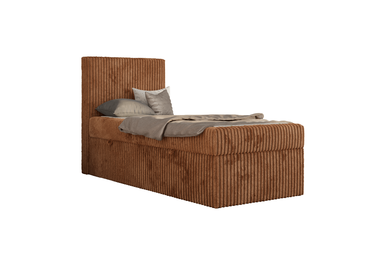 Łóżko kontynentalne TILIO 90x200 - H4 - pomarańczowy, sztruks - strona lewa