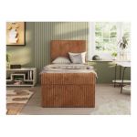 Łóżko kontynentalne TILIO 90x200 - H4 - pomarańczowy, sztruks - strona lewa