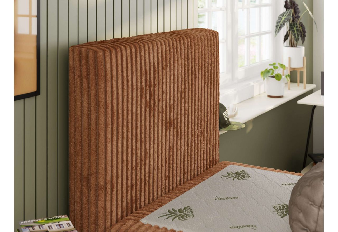 Łóżko kontynentalne TILIO 90x200 - H4 - pomarańczowy, sztruks - strona lewa