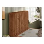 Łóżko kontynentalne TILIO 90x200 - H4 - pomarańczowy, sztruks - strona lewa