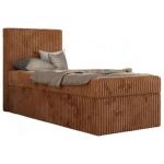 Łóżko kontynentalne TILIO 90x200 - H4 - pomarańczowy, sztruks - strona lewa