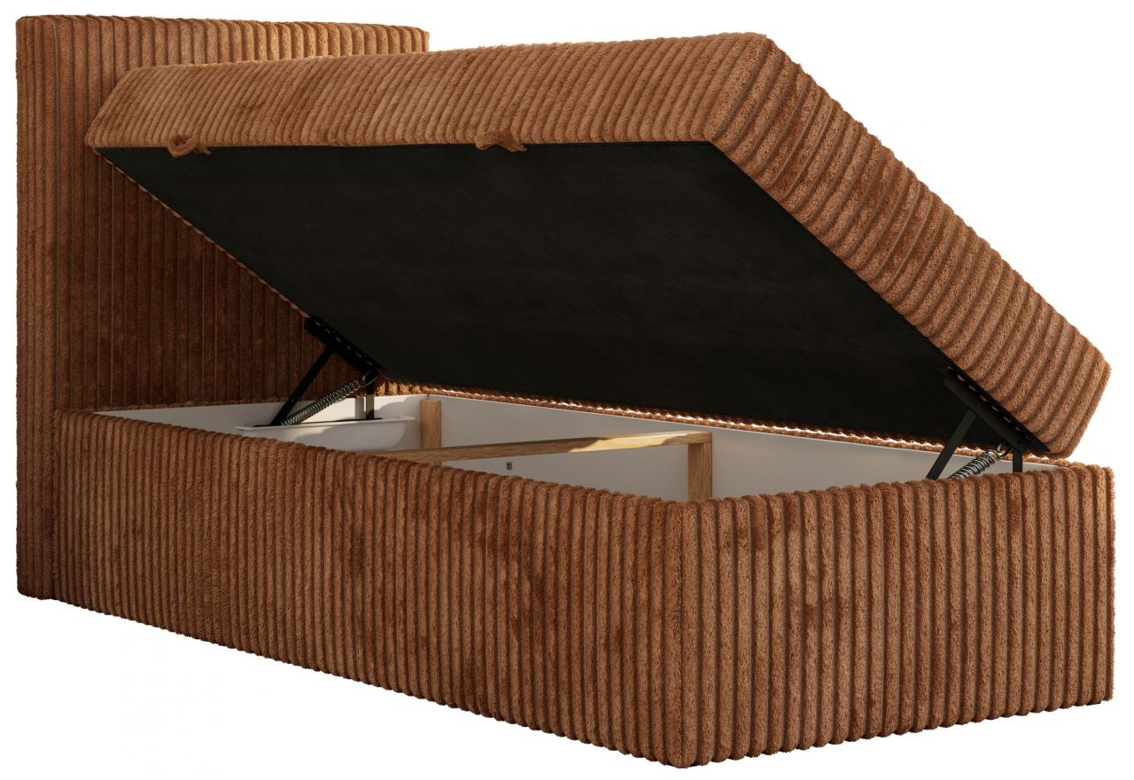 Łóżko kontynentalne TILIO 90x200 - H4 - pomarańczowy, sztruks - strona lewa