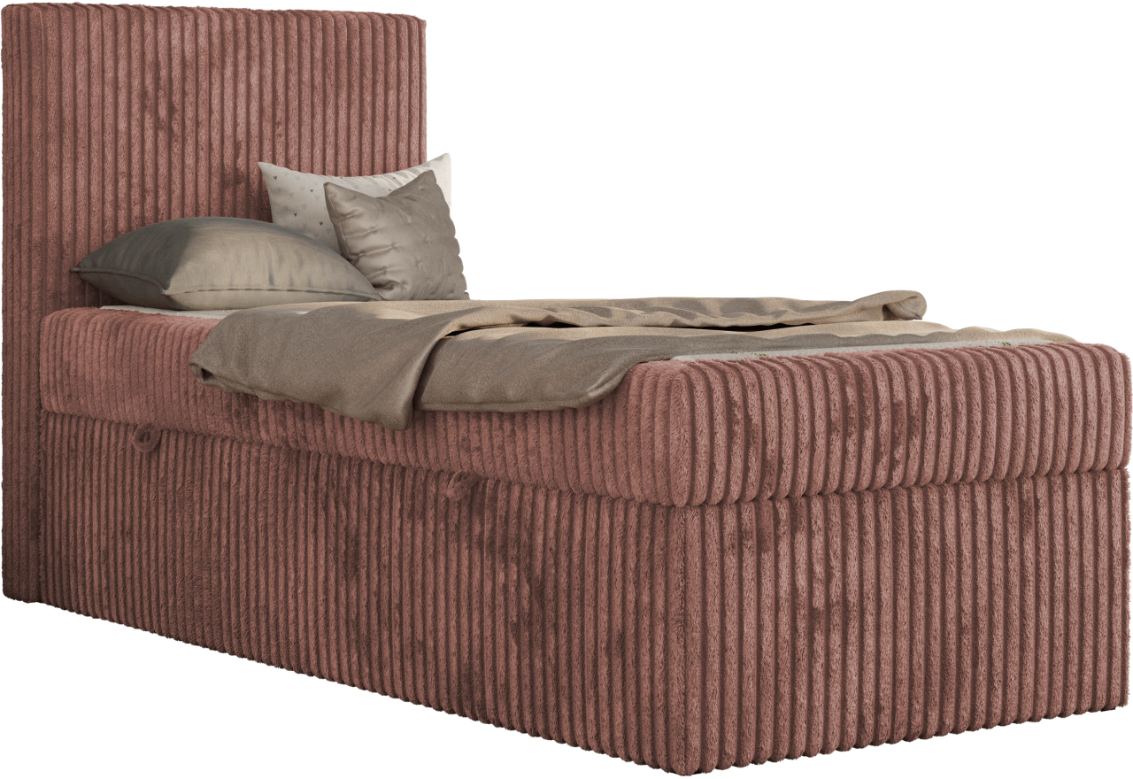 Łóżko kontynentalne TILIO 90x200 - H4 - różowy, sztruks - strona lewa