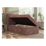 Łóżko kontynentalne TILIO 90x200 - H4 - różowy, sztruks - strona lewa