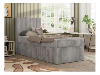 Łóżko kontynentalne TILIO 90x200 - H4 - jasnoszary, sztruks - strona lewa