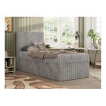 Łóżko kontynentalne TILIO 90x200 - H4 - jasnoszary, sztruks - strona lewa