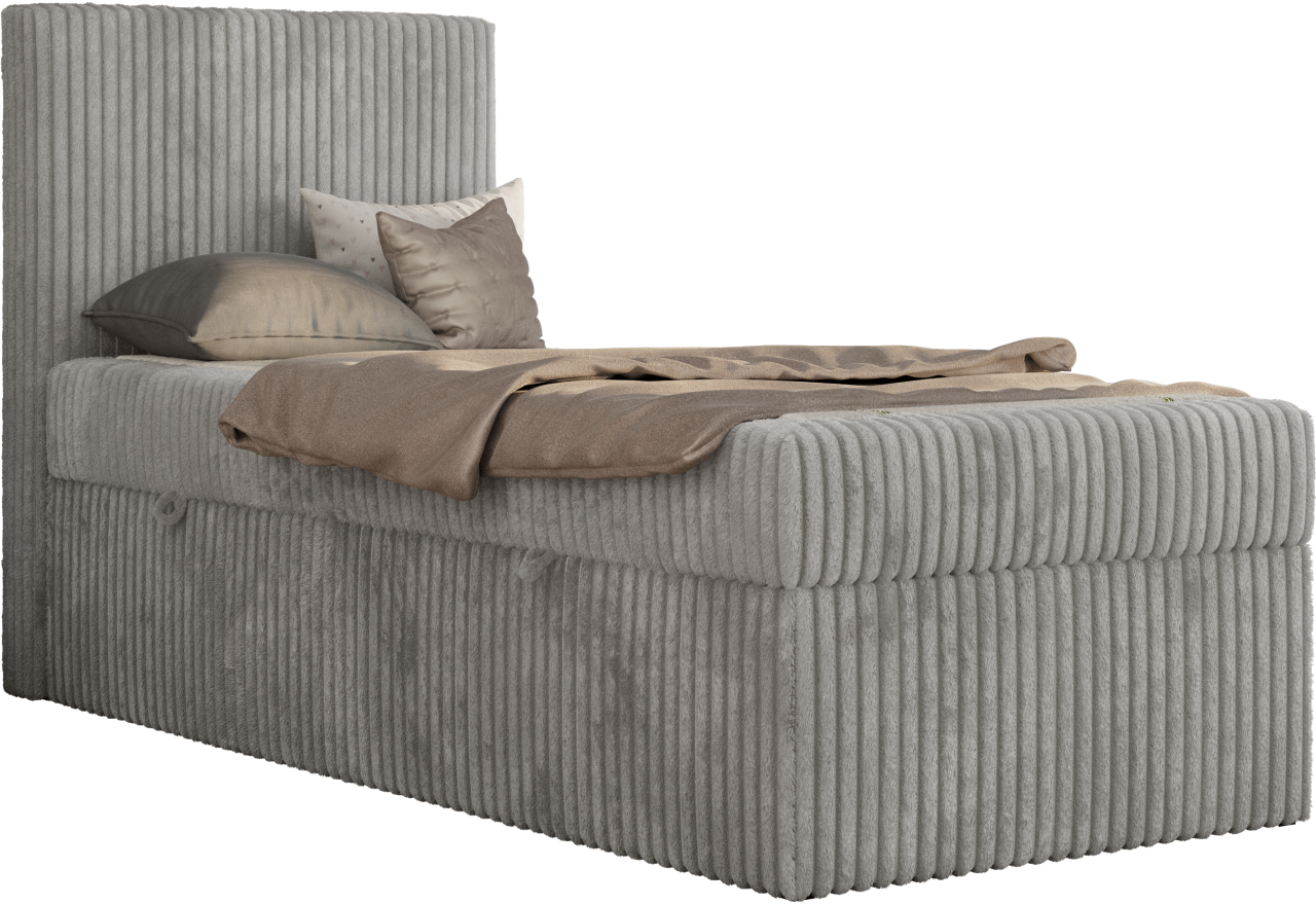 Łóżko kontynentalne TILIO 90x200 - H4 - jasnoszary, sztruks - strona lewa