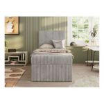 Łóżko kontynentalne TILIO 90x200 - H4 - jasnoszary, sztruks - strona lewa