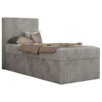 Łóżko kontynentalne TILIO 90x200 - H4 - jasnoszary, sztruks - strona lewa