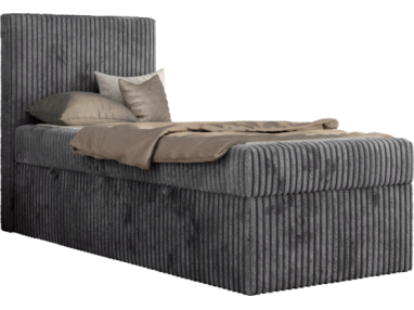 Łóżko kontynentalne TILIO 90x200 - H4 - ciemnoszary, sztruks - strona lewa