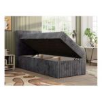 Łóżko kontynentalne TILIO 90x200 - H4 - ciemnoszary, sztruks - strona lewa