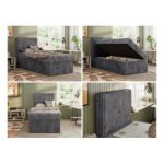 Łóżko kontynentalne TILIO 90x200 - H4 - ciemnoszary, sztruks - strona lewa