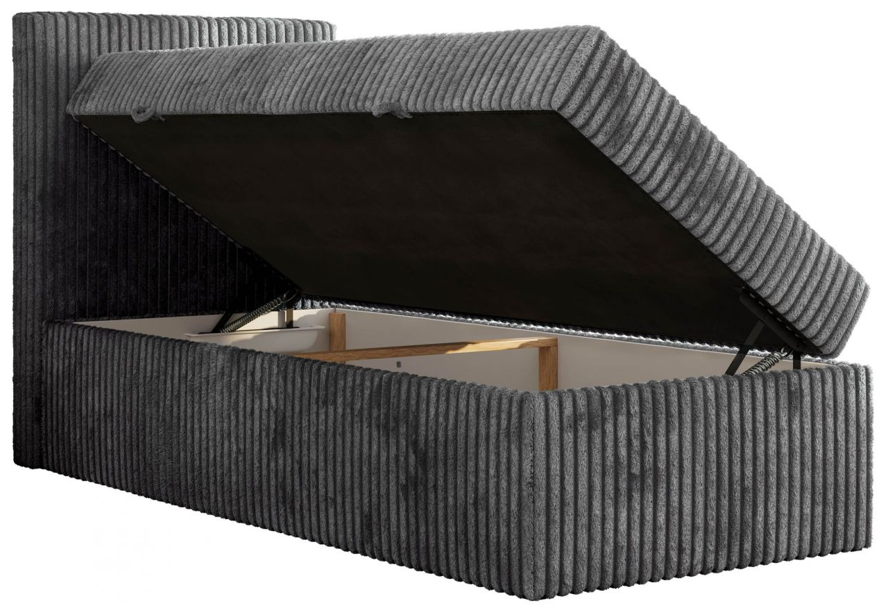Łóżko kontynentalne TILIO 90x200 - H4 - ciemnoszary, sztruks - strona lewa