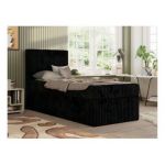 Łóżko kontynentalne TILIO 90x200 - H4 - czarny, sztruks - strona lewa