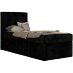 Łóżko kontynentalne TILIO 90x200 - H4 - czarny, sztruks - strona lewa