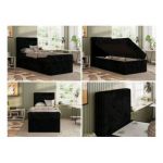 Łóżko kontynentalne TILIO 90x200 - H4 - czarny, sztruks - strona lewa