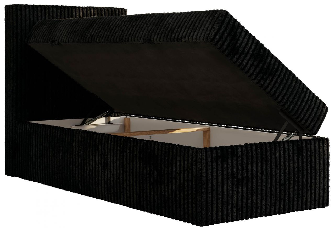 Łóżko kontynentalne TILIO 90x200 - H4 - czarny, sztruks - strona lewa