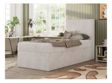 Łóżko kontynentalne TILIO 90x200 - H4 - beżowy, sztruks - strona prawa